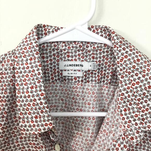 J. LINDEBERG Button Down Long Sleeve Shirt Men's Medium Floral Slim Fit NWT - Picture 3 of 7